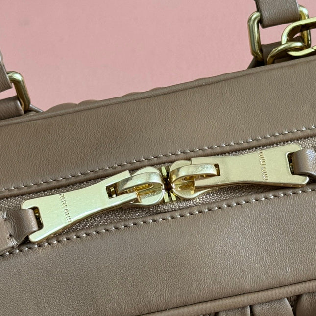 ARCADIE MATELASSÉ BAG 27 IN SEPIA BROWN CALFSKIN GOLD HARDWARE