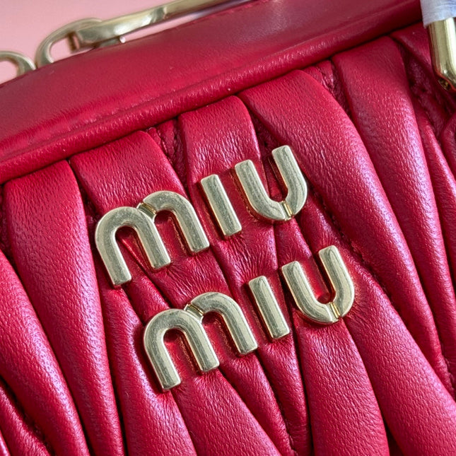 ARCADIE MATELASSÉ BAG 27 IN CERISE RED CALFSKIN GOLD HARDWARE