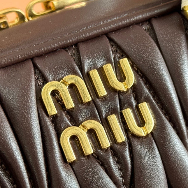 ARCADIE MATELASSÉ BAG 27 IN CONGO BROWN CALFSKIN GOLD HARDWARE