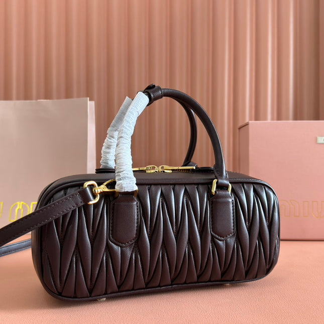 ARCADIE MATELASSÉ BAG 27 IN CONGO BROWN CALFSKIN GOLD HARDWARE