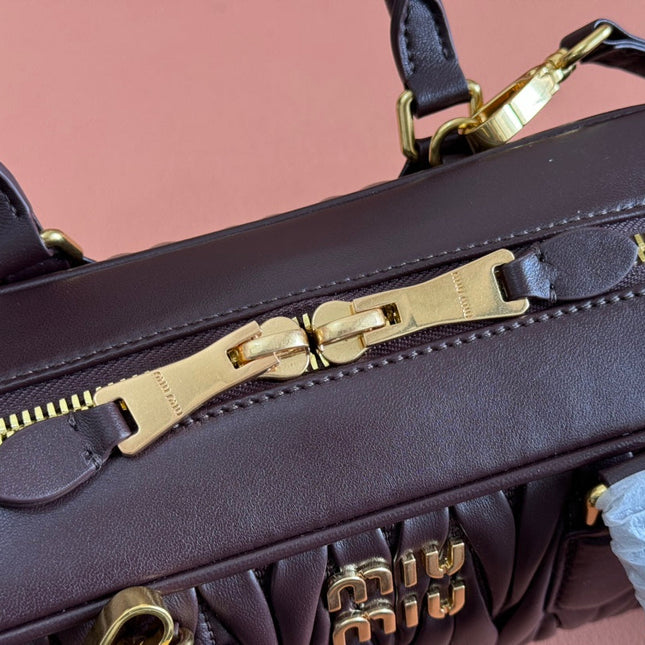 ARCADIE MATELASSÉ BAG 27 IN CONGO BROWN CALFSKIN GOLD HARDWARE