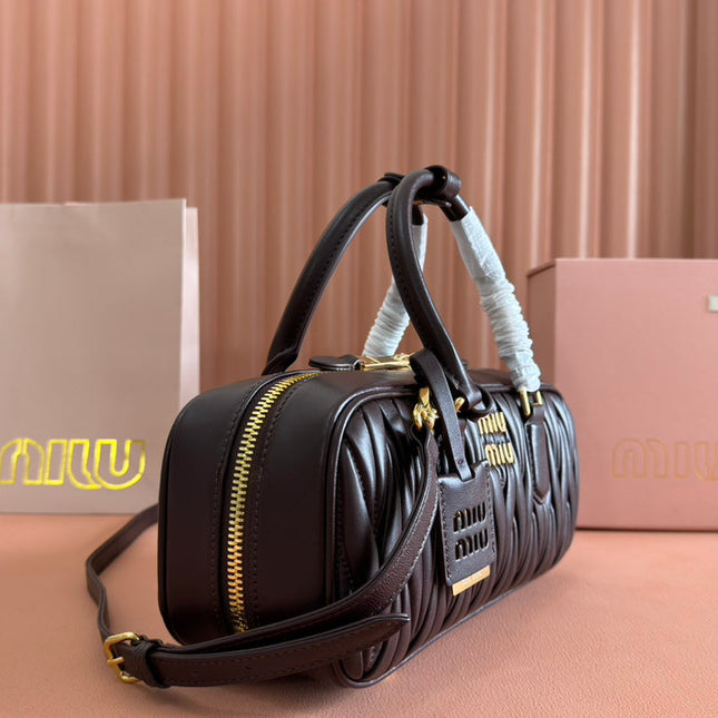 ARCADIE MATELASSÉ BAG 27 IN CONGO BROWN CALFSKIN GOLD HARDWARE