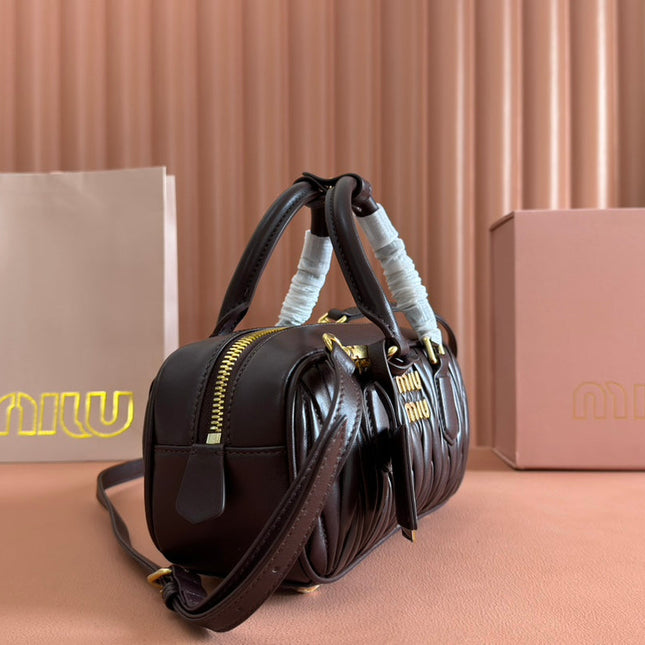 ARCADIE MATELASSÉ BAG 22 IN CONGO BROWN CALFSKIN GOLD HARDWARE