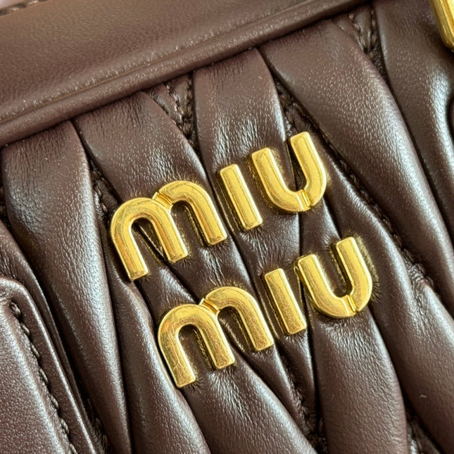 ARCADIE MATELASSÉ BAG 22 IN CONGO BROWN CALFSKIN GOLD HARDWARE