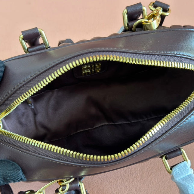 ARCADIE MATELASSÉ BAG 22 IN CONGO BROWN CALFSKIN GOLD HARDWARE