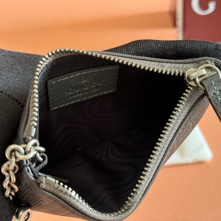 BI-COLOUR ZIP KEY CASE 12 IN DARK GREY CALFSKIN