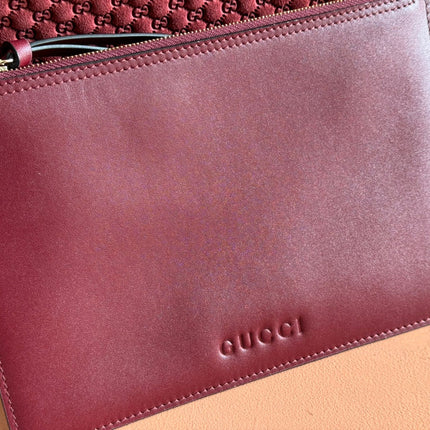 B LARGE SHOULDER BAG 49 IN ROSSO ANCORA RED GG EMBOSSED SUEDE