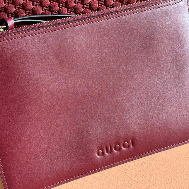 B LARGE SHOULDER BAG 49 IN ROSSO ANCORA RED GG EMBOSSED SUEDE