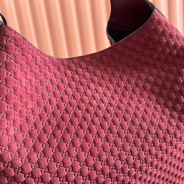 B LARGE SHOULDER BAG 49 IN ROSSO ANCORA RED GG EMBOSSED SUEDE