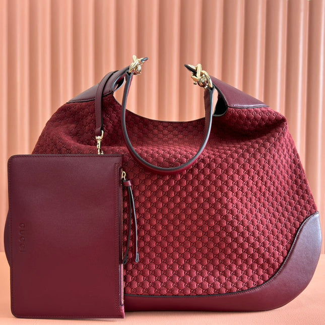 B LARGE SHOULDER BAG 49 IN ROSSO ANCORA RED GG EMBOSSED SUEDE