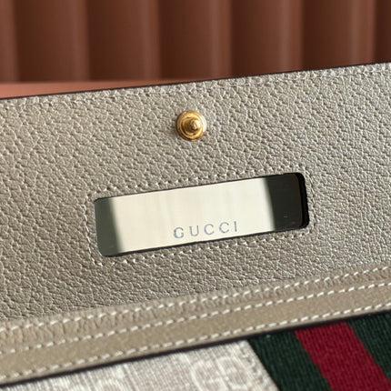 OPHIDIA WALLET ON GOLD CHAIN 19 IN LIGHT BEIGE GG CANVAS AND LIGHT BROWN CALFSKIN