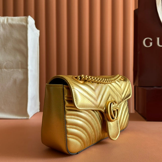 MARMONT MEDIUM SHOUDER BAG 26 IN YELLOW GLOSSY CALFSKIN