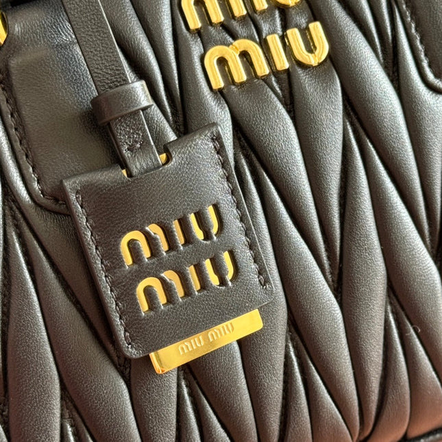 ARCADIE MATELASSÉ BAG 24 IN BLACK LAMBSKIN GOLD HARDWARE