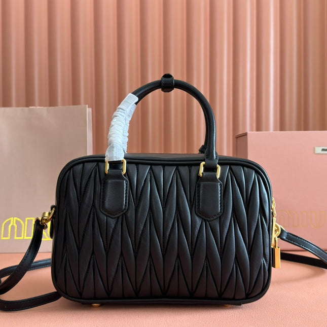 ARCADIE MATELASSÉ BAG 24 IN BLACK LAMBSKIN GOLD HARDWARE