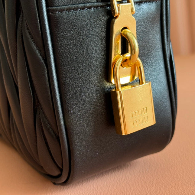 ARCADIE MATELASSÉ BAG 24 IN BLACK LAMBSKIN GOLD HARDWARE