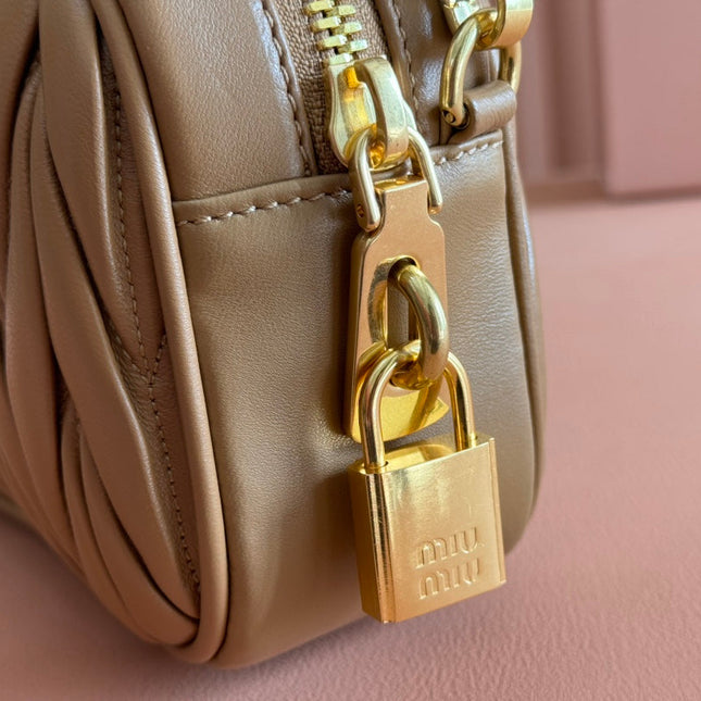 ARCADIE MATELASSÉ BAG 19 IN BROWN LAMBSKIN GOLD HARDWARE