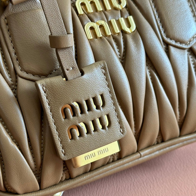 ARCADIE MATELASSÉ BAG 19 IN BROWN LAMBSKIN GOLD HARDWARE