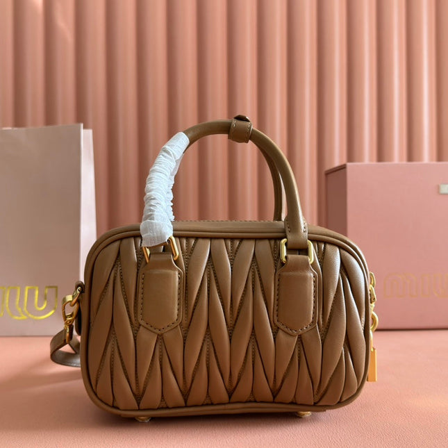 ARCADIE MATELASSÉ BAG 19 IN BROWN LAMBSKIN GOLD HARDWARE