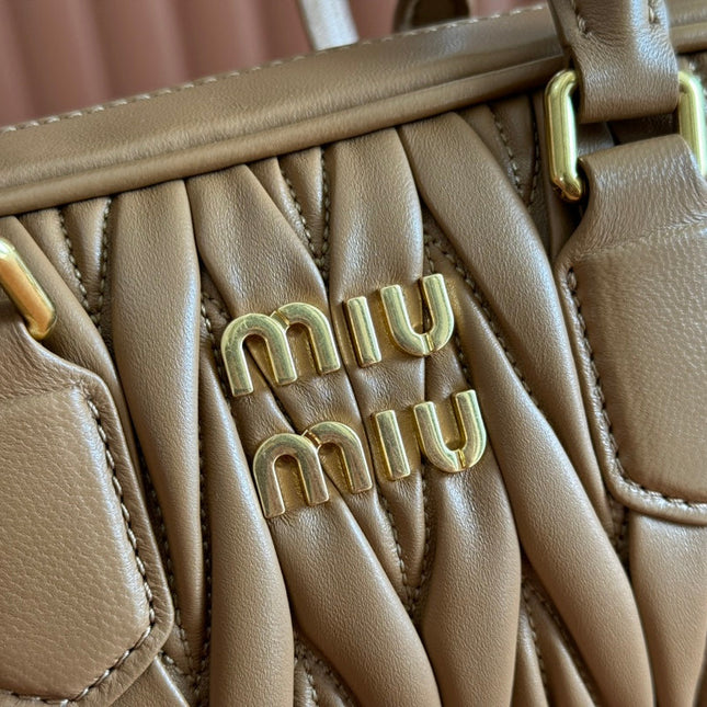 ARCADIE MATELASSÉ BAG 19 IN BROWN LAMBSKIN GOLD HARDWARE