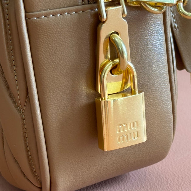 ARCADIE MATELASSÉ BAG 24 IN BROWN LAMBSKIN GOLD HARDWARE