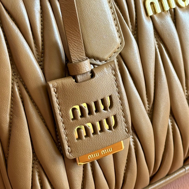 ARCADIE MATELASSÉ BAG 24 IN BROWN LAMBSKIN GOLD HARDWARE