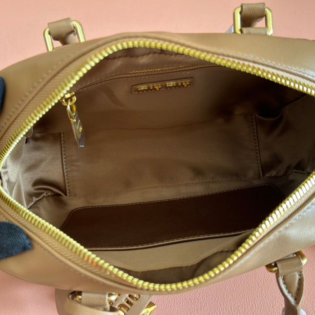 ARCADIE MATELASSÉ BAG 24 IN BROWN LAMBSKIN GOLD HARDWARE