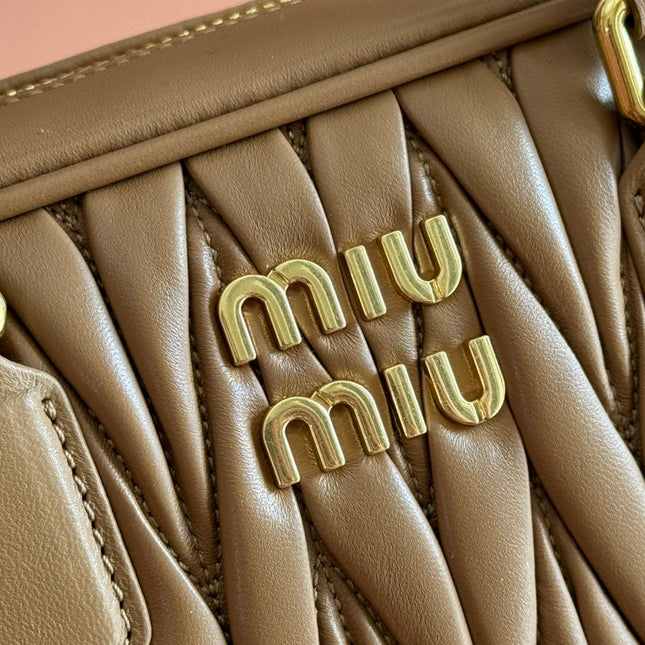 ARCADIE MATELASSÉ BAG 24 IN BROWN LAMBSKIN GOLD HARDWARE