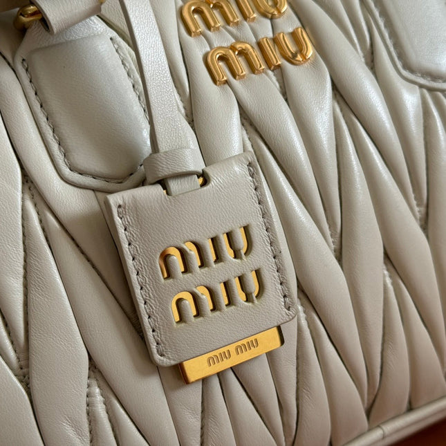 ARCADIE MATELASSÉ BAG 24 IN WHITE LAMBSKIN GOLD HARDWARE