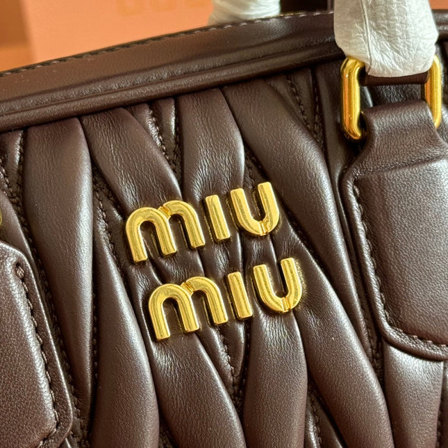 ARCADIE MATELASSÉ BAG 19 IN CHESTNUT BROWN LAMBSKIN GOLD HARDWARE