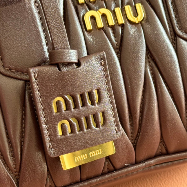 ARCADIE MATELASSÉ BAG 19 IN CHESTNUT BROWN LAMBSKIN GOLD HARDWARE