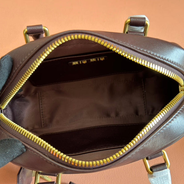 ARCADIE MATELASSÉ BAG 19 IN CHESTNUT BROWN LAMBSKIN GOLD HARDWARE