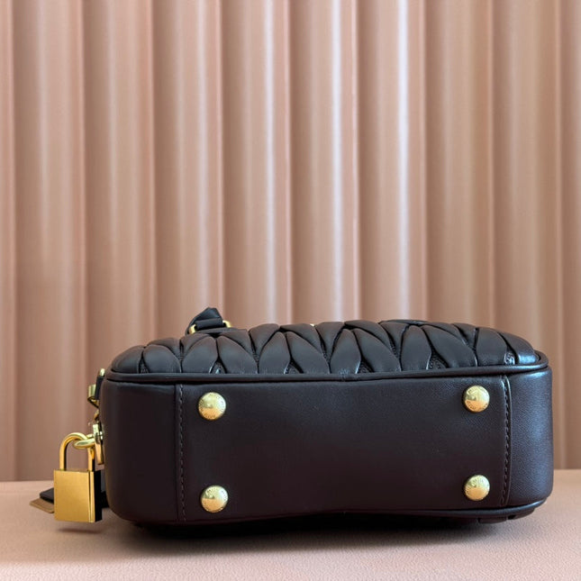ARCADIE MATELASSÉ BAG 19 IN CHESTNUT BROWN LAMBSKIN GOLD HARDWARE