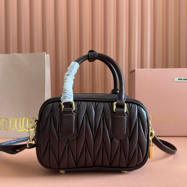 ARCADIE MATELASSÉ BAG 19 IN CHESTNUT BROWN LAMBSKIN GOLD HARDWARE