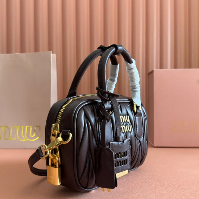 ARCADIE MATELASSÉ BAG 19 IN CHESTNUT BROWN LAMBSKIN GOLD HARDWARE