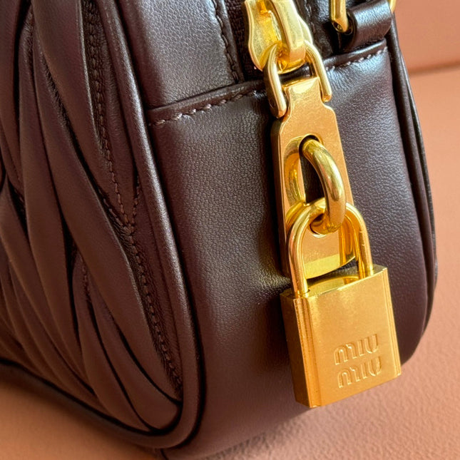 ARCADIE MATELASSÉ BAG 19 IN CHESTNUT BROWN LAMBSKIN GOLD HARDWARE