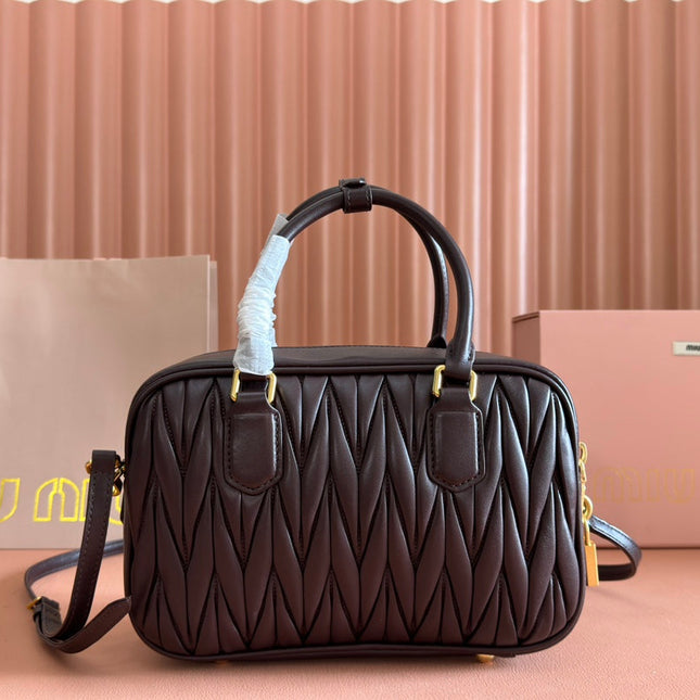 ARCADIE MATELASSÉ BAG 24 IN CHESTNUT BROWN LAMBSKIN GOLD HARDWARE