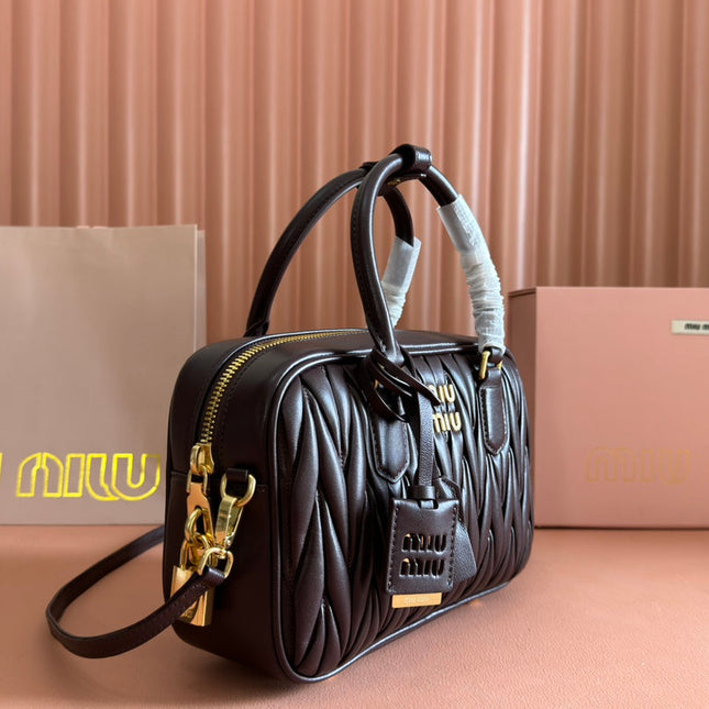 ARCADIE MATELASSÉ BAG 24 IN CHESTNUT BROWN LAMBSKIN GOLD HARDWARE