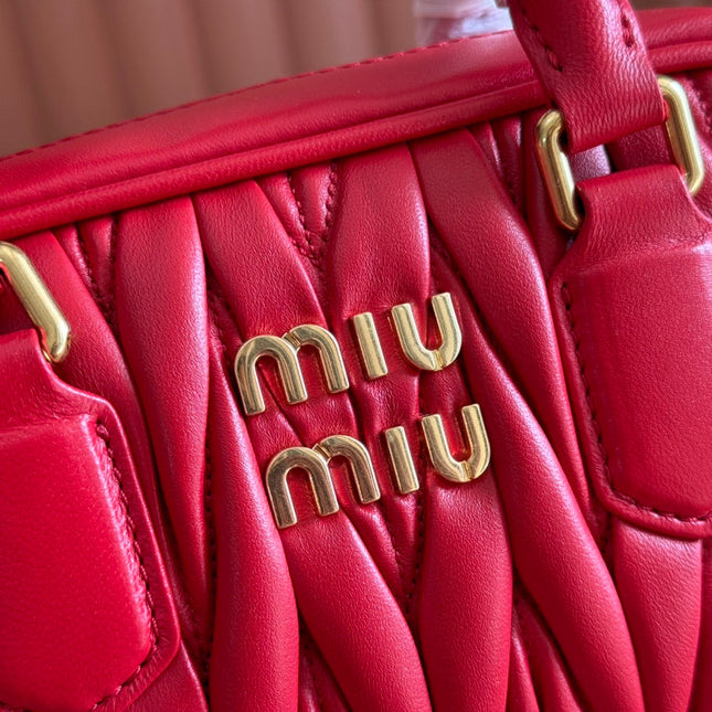 ARCADIE MATELASSÉ BAG 19 IN CERISE RED CALFSKIN GOLD HARDWARE