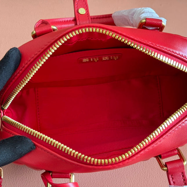 ARCADIE MATELASSÉ BAG 19 IN CERISE RED CALFSKIN GOLD HARDWARE
