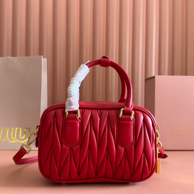 ARCADIE MATELASSÉ BAG 19 IN CERISE RED CALFSKIN GOLD HARDWARE