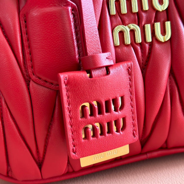 ARCADIE MATELASSÉ BAG 19 IN CERISE RED CALFSKIN GOLD HARDWARE