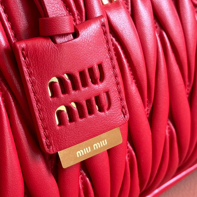ARCADIE MATELASSÉ BAG 24 IN CERISE RED CALFSKIN GOLD HARDWARE