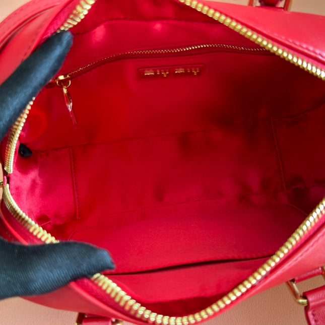 ARCADIE MATELASSÉ BAG 24 IN CERISE RED CALFSKIN GOLD HARDWARE