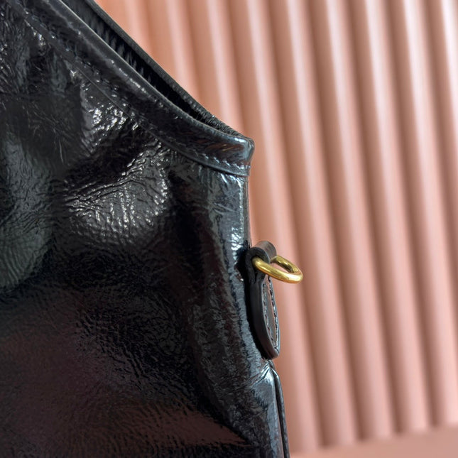 IVY 40 TOTE IN BLACK PATENT CALFSKIN