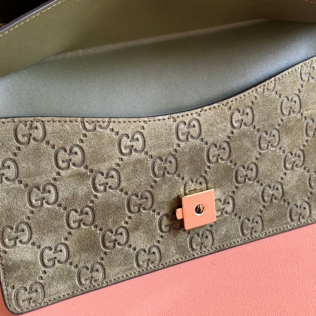 DIONYSUS MEDIUM SHOULDER BAG 27.5 IN DARK GREEN GG SUEDE