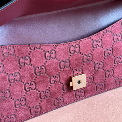 DIONYSUS MEDIUM SHOULDER BAG 27.5 IN ROSSO ANCORA RED GG SUEDE