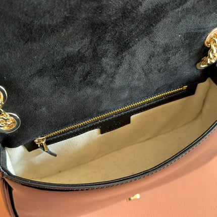 MEDIUM BLONDIE SHOULDER BAG 26.5 IN BLACK PATENT CALFSKIN