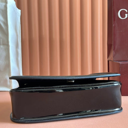 MEDIUM BLONDIE SHOULDER BAG 26.5 IN BLACK PATENT CALFSKIN