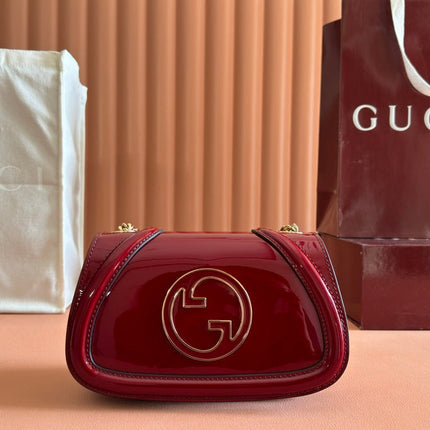 SMALL BLONDIE SHOULDER BAG 21.5 IN RED PATENT CALFSKIN