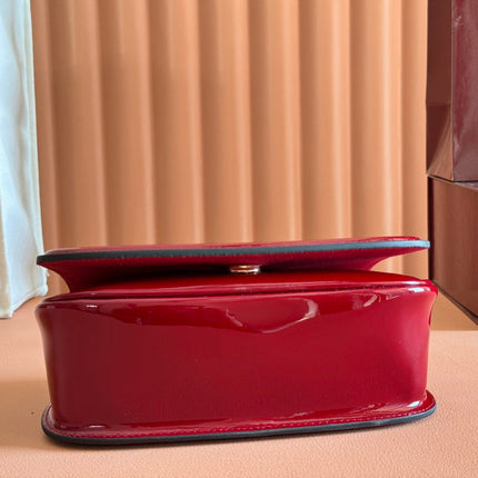 SMALL BLONDIE SHOULDER BAG 21.5 IN RED PATENT CALFSKIN
